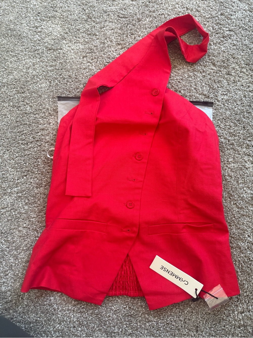 Commense Red One-Shoulder Halter Top - Picture 7 of 7